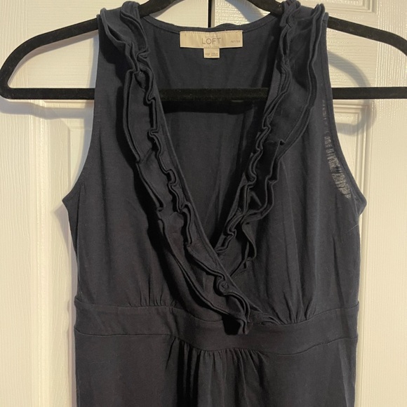 NWOT LOFT navy sleeveless V neck dress in size XXSP - Picture 2 of 4
